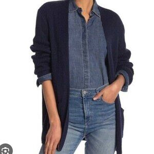 Madewell Nolan Ribbed Open Front Cardigan Small NAVY
